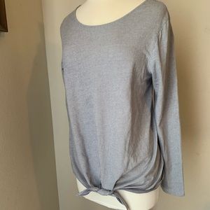 Tie Front Ribbed Blouse